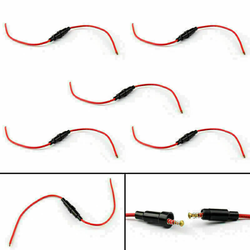 20Pcs 6x30mm AGC Glass Fuse Holder In-line Screw Type With 16 AWG Wire Cable CN