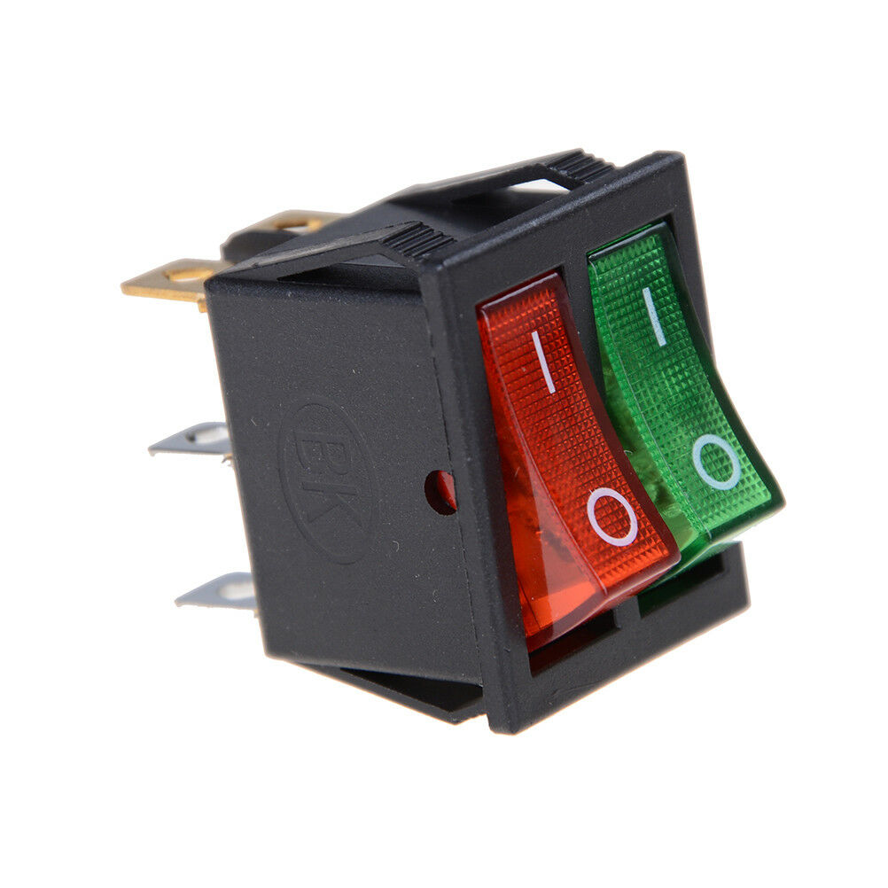 Red Green Light 6Pins Double SPST On/Off Boat Switch 16A 250V AC 20A 12 WF