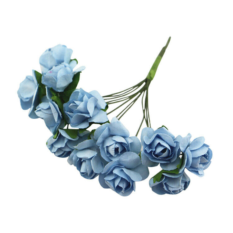 144 X Artificial Paper Rose Flower Wedding Craft Decor Light blue Z4R7R7