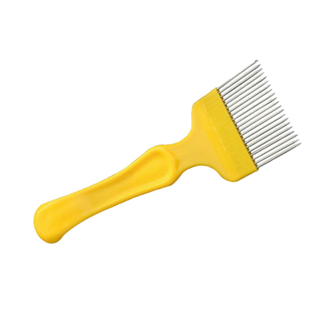 Stainless Steel Tines Uncapping Fork With Plastic Handle  21Pins Yellow