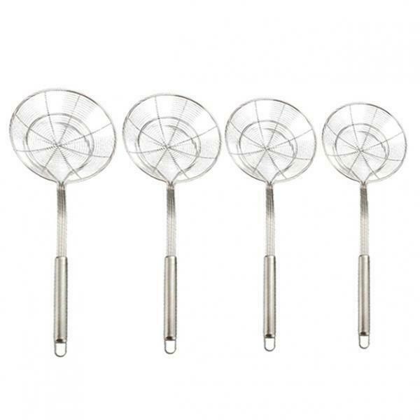 2x Stainless Steel Skimmer Ladle Spider Strainer Frying Pasta Rustproof