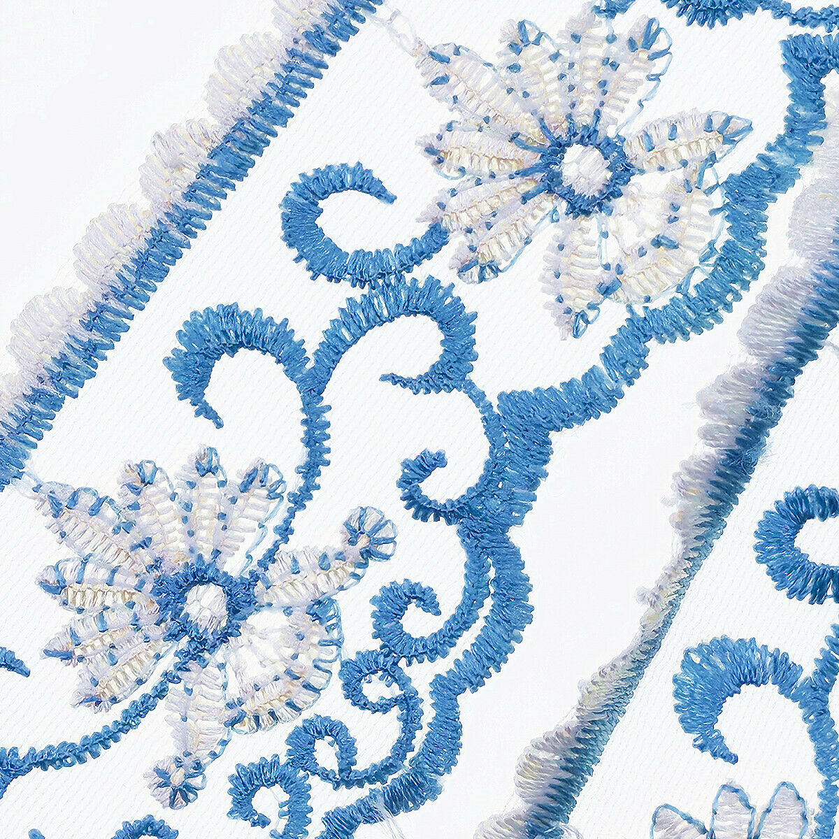 5 Yards Embroidery Blue Floral Lace Trim Ribbon Dress Sewing DIY Craft 5cm Wide