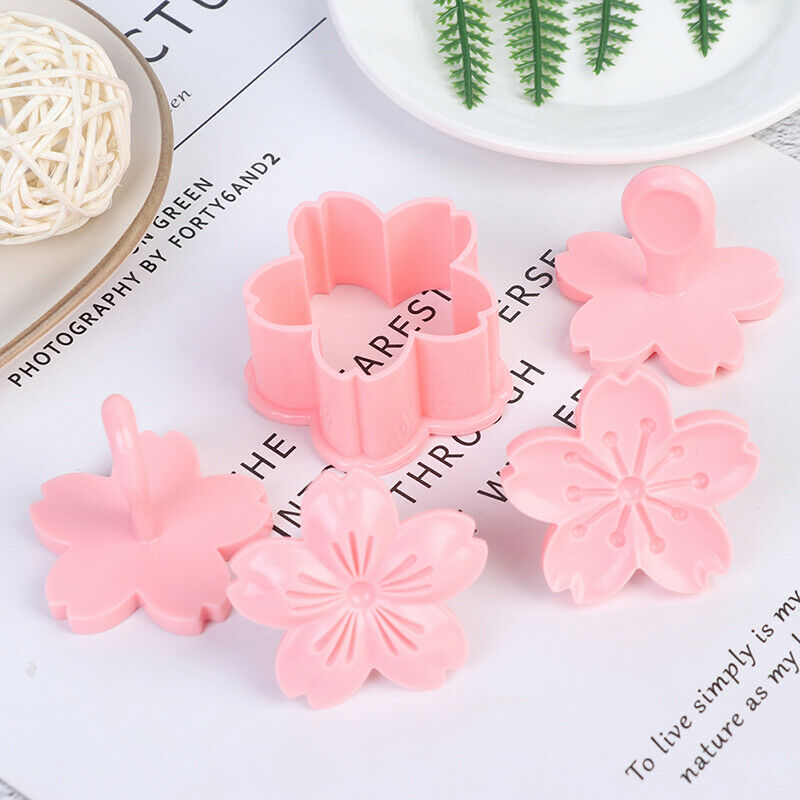 5pcs/set Sakura Cookie Mold Stamp Biscuit Mold Cutter Pink Fondant Baking T Wn