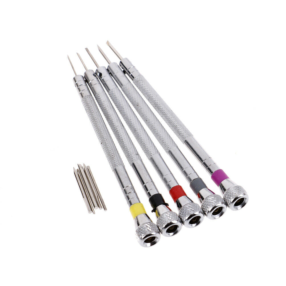 5x precision screwdriver set watch jewelry watchmaker repair tool 5 spare hea.DD