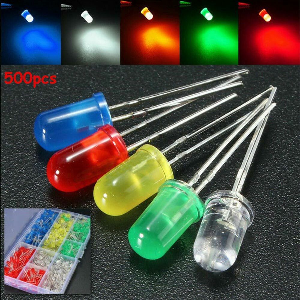 500pcs LED Light Emitting Diodes 3mm Round Head 2Pin Diode Multicolor NICE