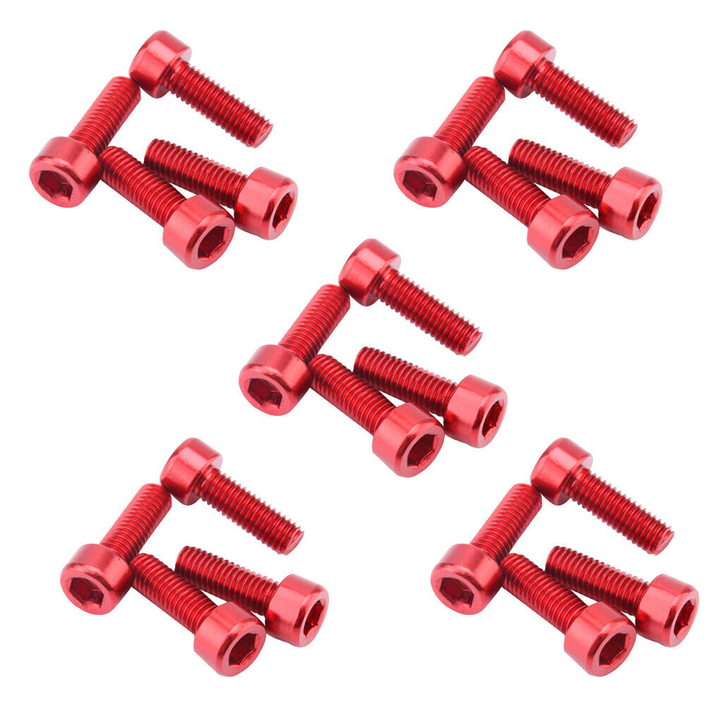 20 Pieces Aluminum Alloy Bike Water Bottle Cage Holder Bolts Screws Red