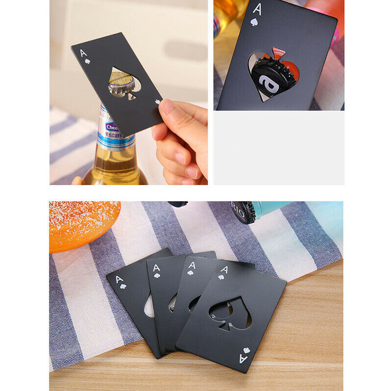 Beer Bottle Opener Black Poker Card Personalized Stainless Steel of Spades BBDA