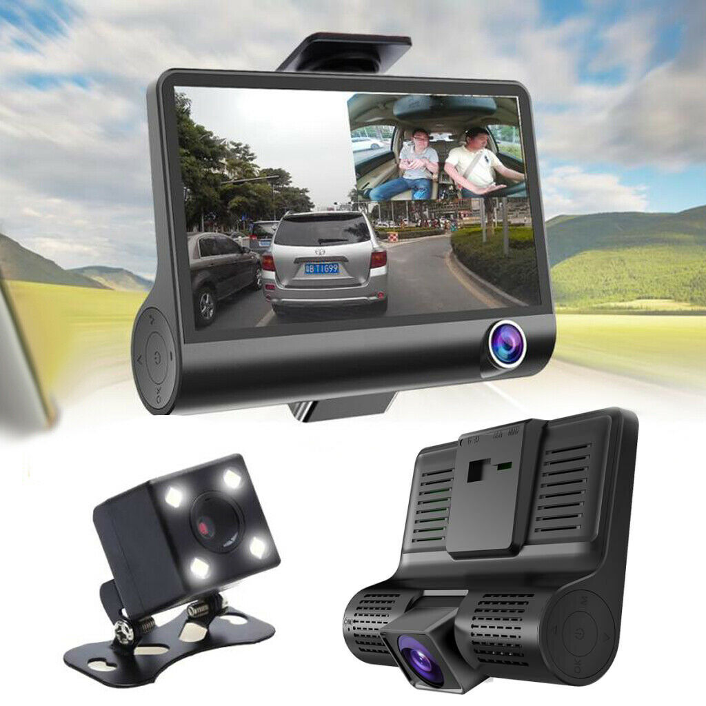 High Quality 4'' Three Lens HD Car DVR Dash Cam Video Recorder Loop Recording