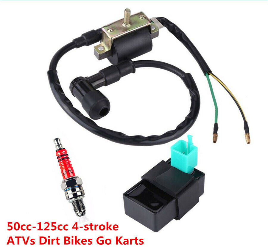 12V Ignition Coil+5 Pin CDI Box+Spark Plug For Chinese Scooter ATV Quad 50-125cc