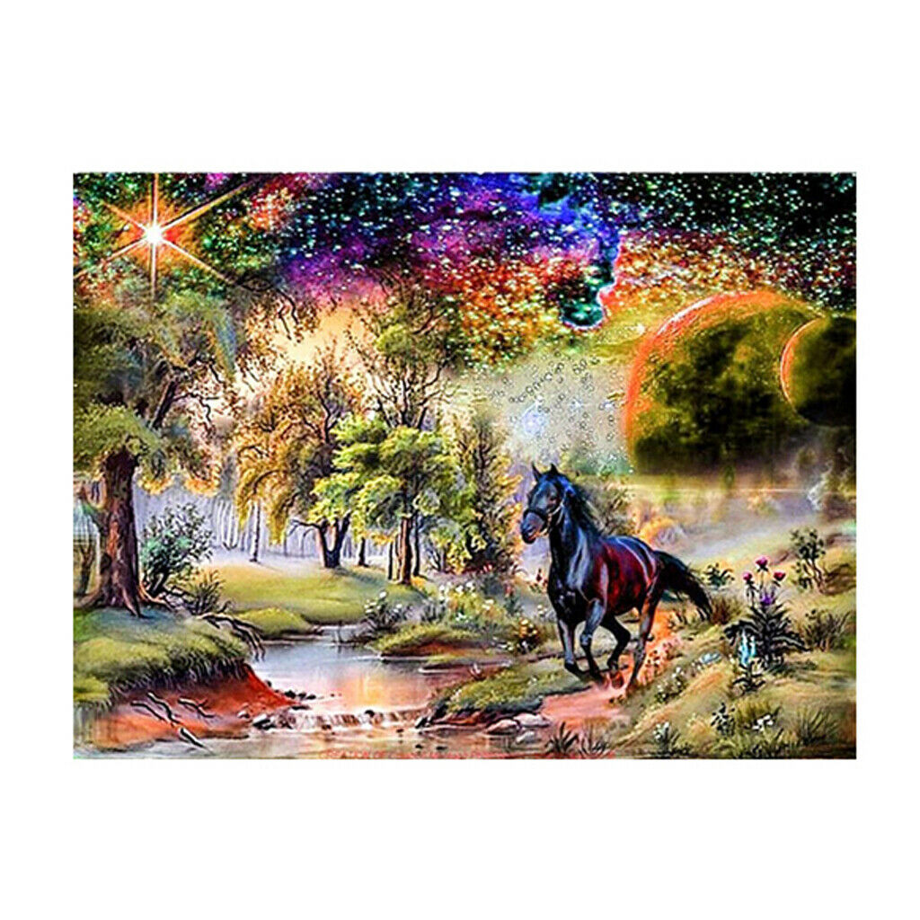 Full Drill 5D Diamond Painting Animals Horse Landscape Cross Stitch Decor