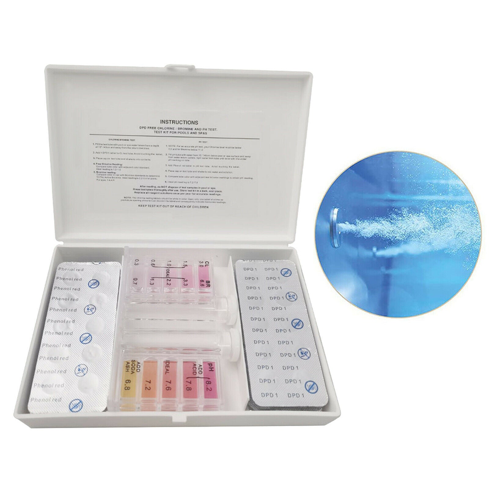 2 In 1 Swimming Pool Tester Kit for Chlorine/PH Bromine Compact Durable