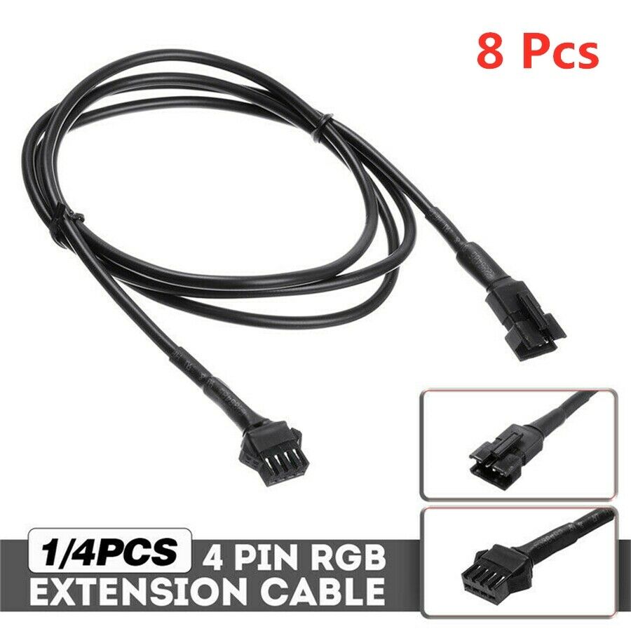 8 Pcs 4pin Male Plug Car Extension Cable for RGB LED Strips Pure Copper Wires
