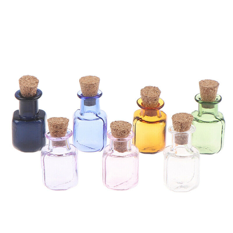 Mini Glass Color Bottles With Stopper Cork Rectangle DIY Little Bottle Xm.l8