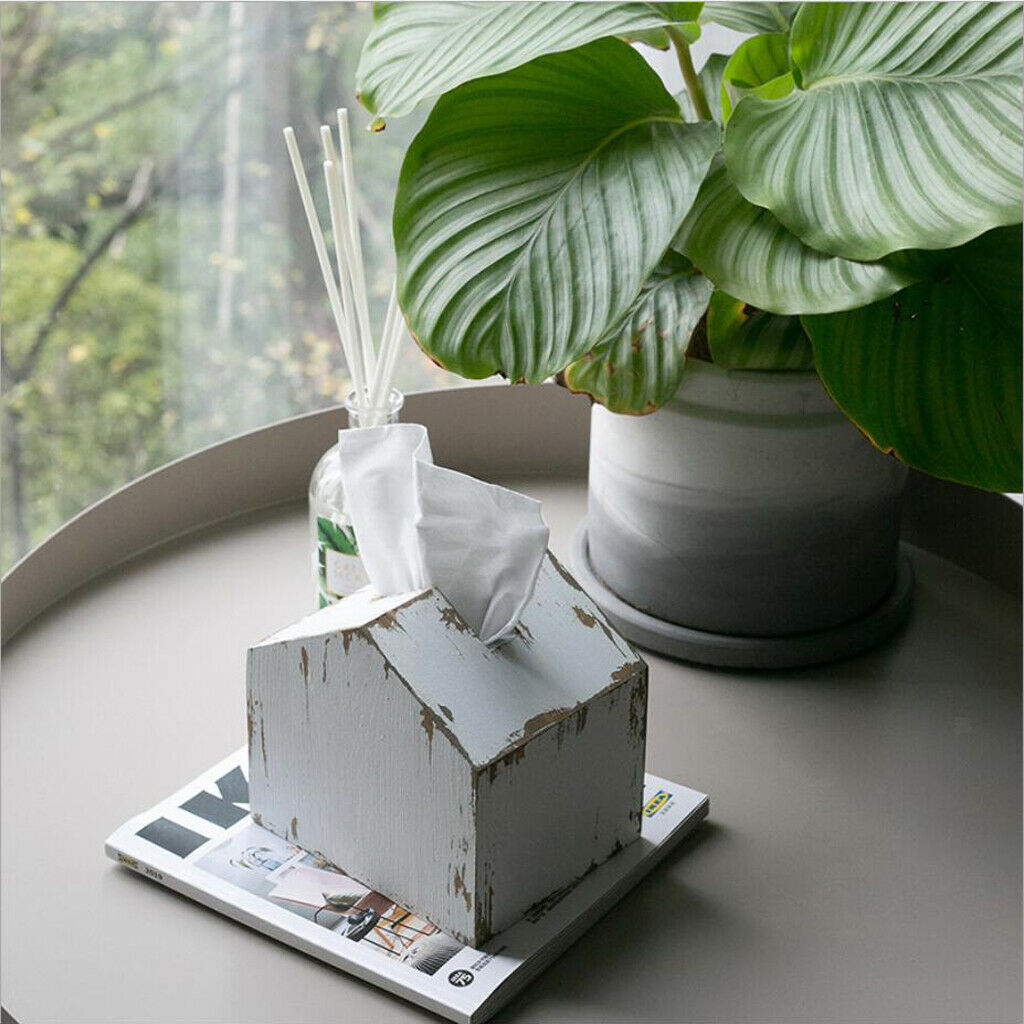 Wooden Facial Paper Napkin Holder Case House Stylish Tissue Box Cover