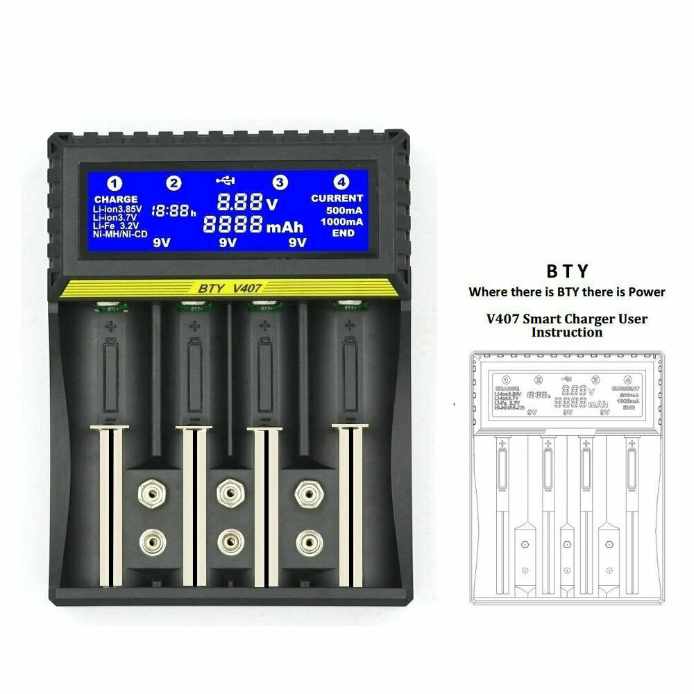 Battery Charger for 18650 26650 6F22 9V AA AAA 16340 14500 Smart Fast Charger