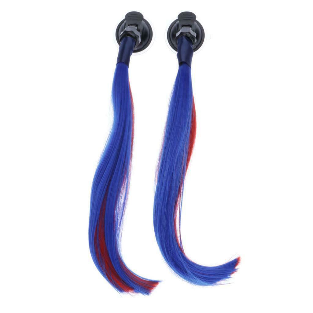 Helmet Wig & Suction Cup Fit for Motorcycle Red+Blue