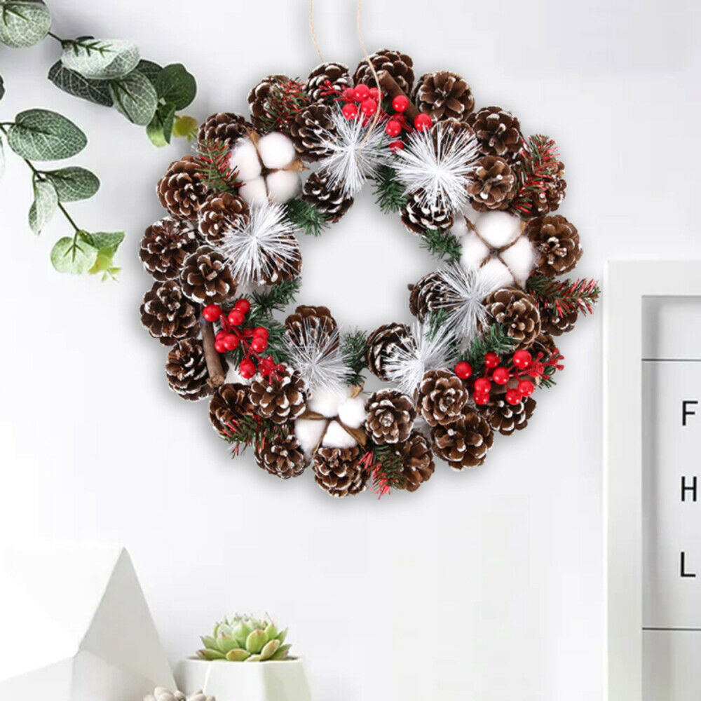 Christmas Wreath Pine Cone Hanging Ornament Garland Xmas Wreath Party Decor