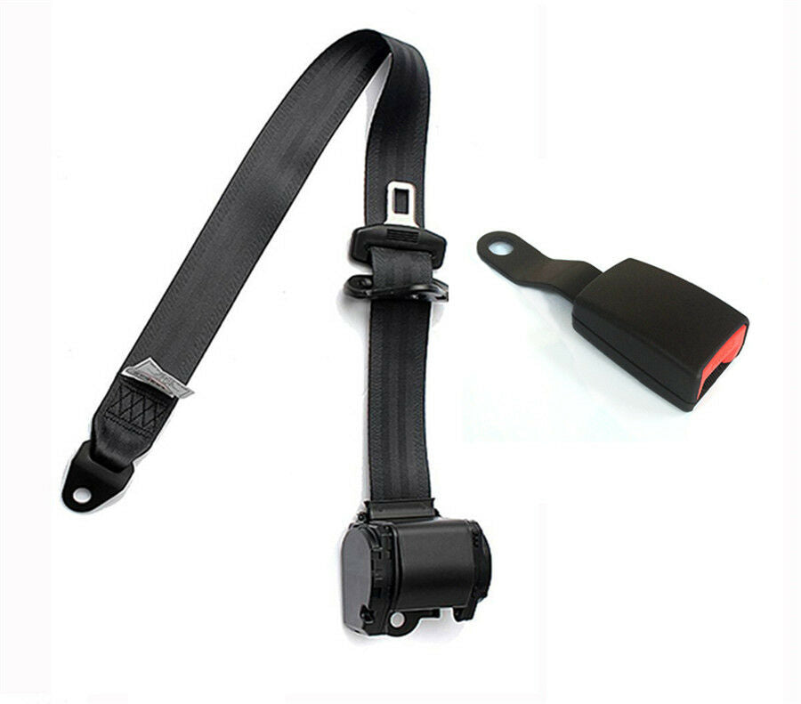 Retractable 3 Point Universal Car Safety Seat Belts Lap with Curved Rigid Buckle