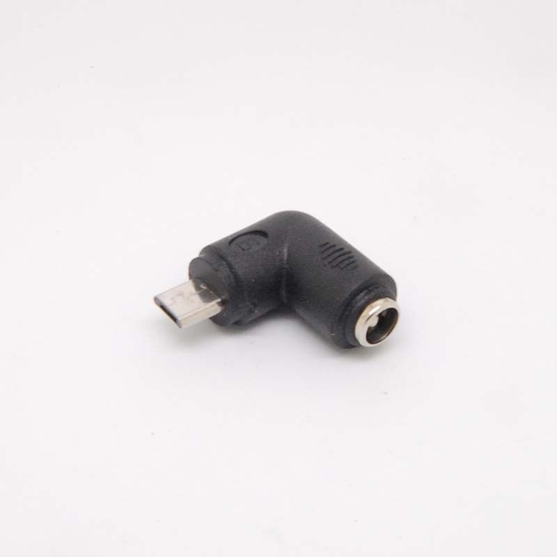 90 Degree DC 5.5x2.1mm Female Converter To Micro USB Male Adapter Connector