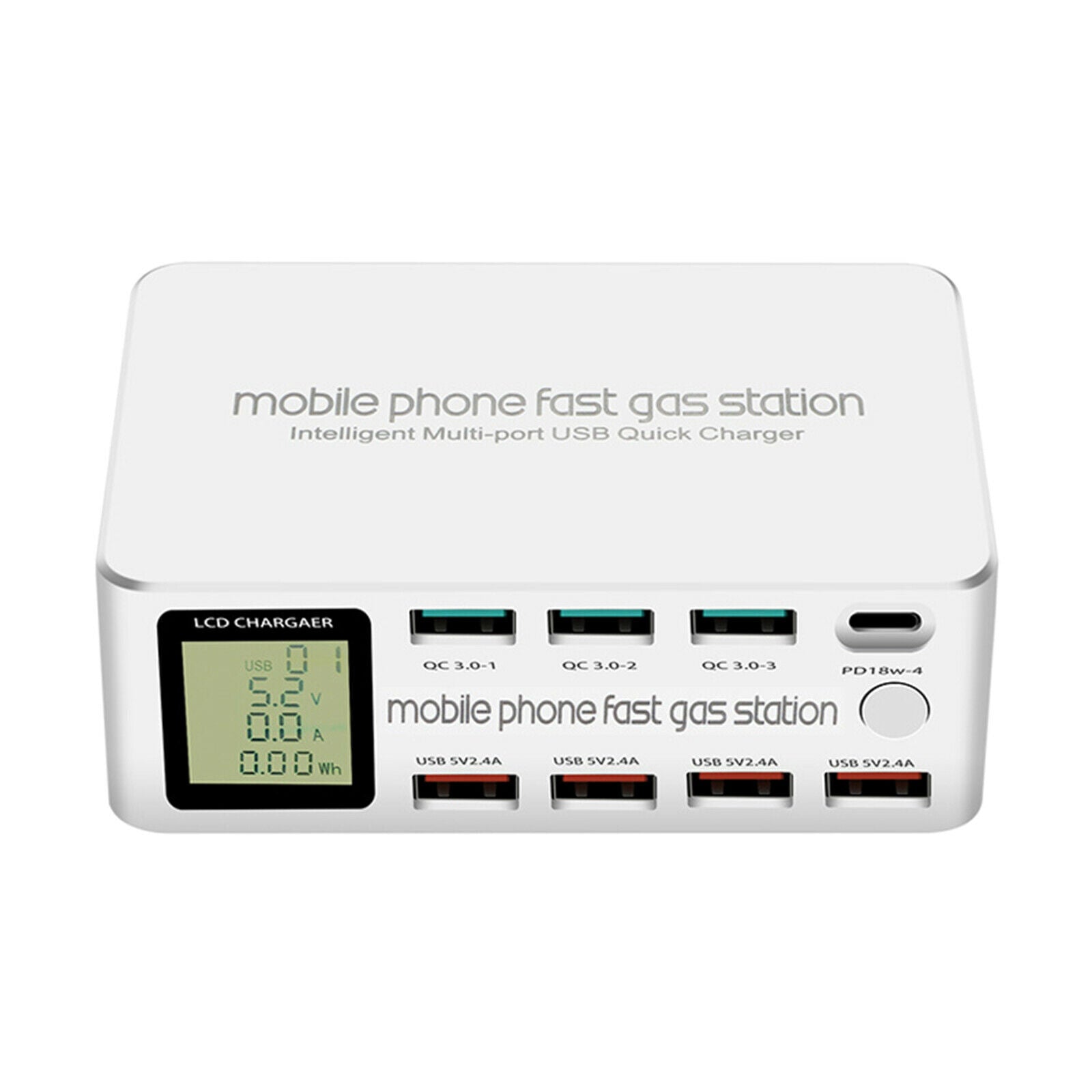 100W USB 8-Port Quick Charger Charging Station HUB Type C PD Fast Charger US