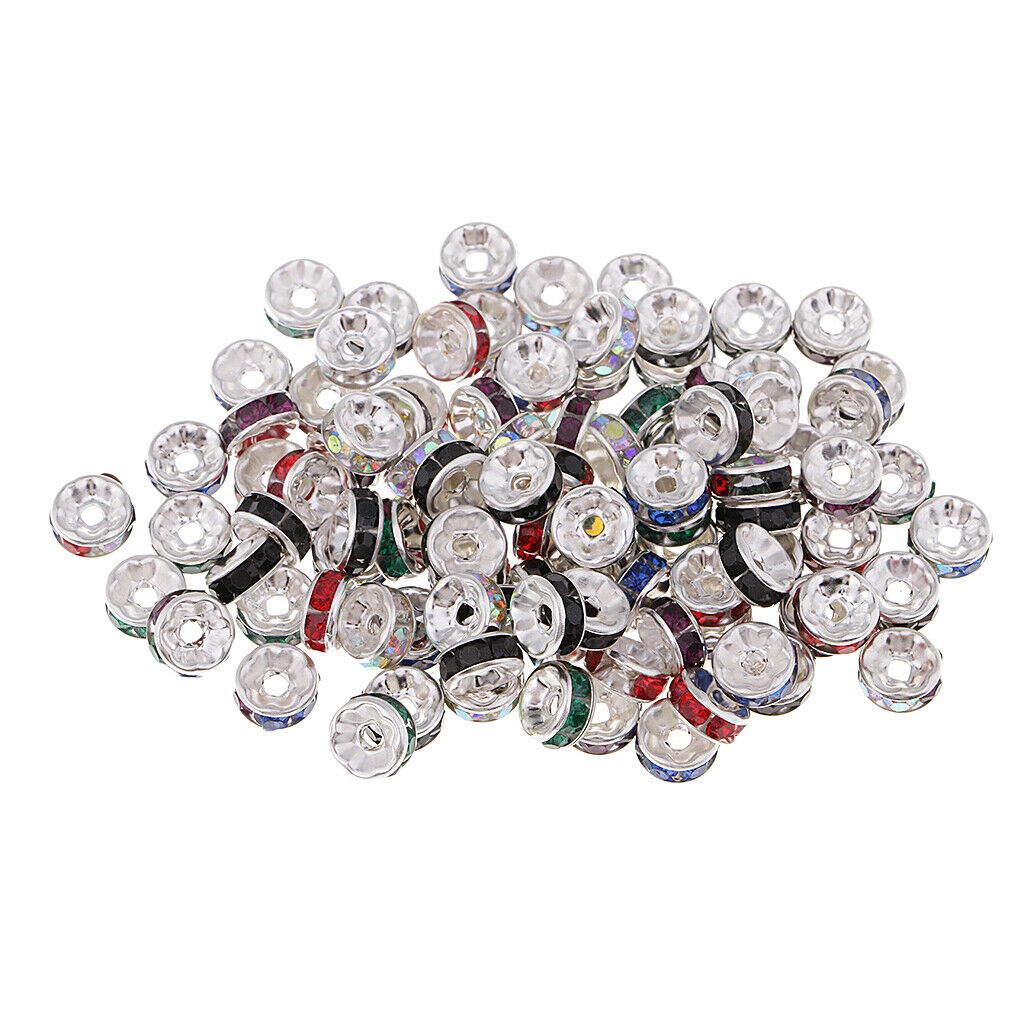 100x Metal Rondelle Beads DIY Spacer Beads Crystal Charms Beads Spacers 6mm