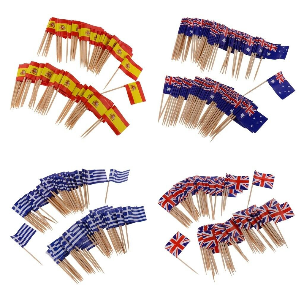400 Pcs Cupcake Toppers Flag, Country Toothpick Flag, Small Mini Stick Flags