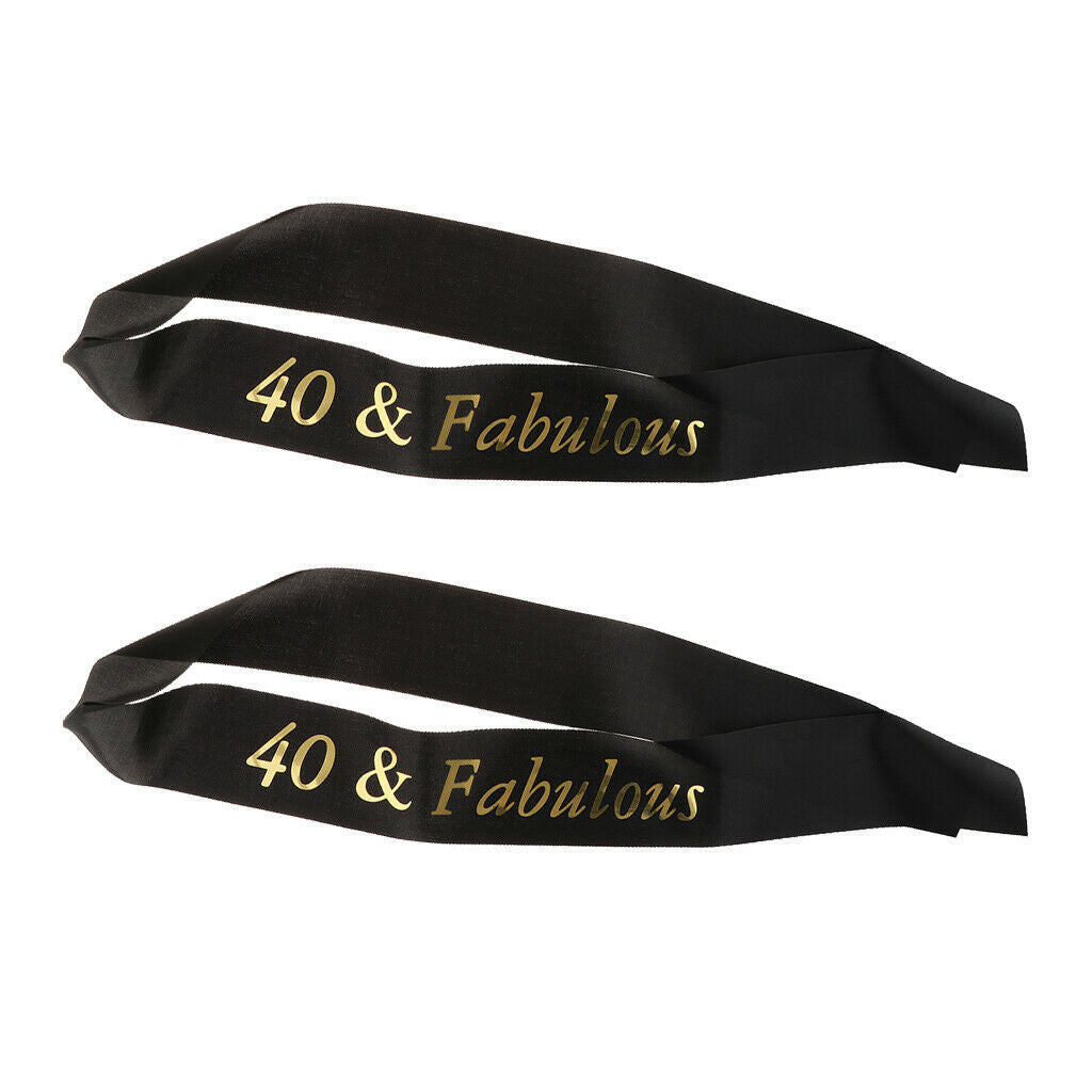 2 Pieces 40 and Fabulous Sash Happy 40th Birthday Party Supply Wedding