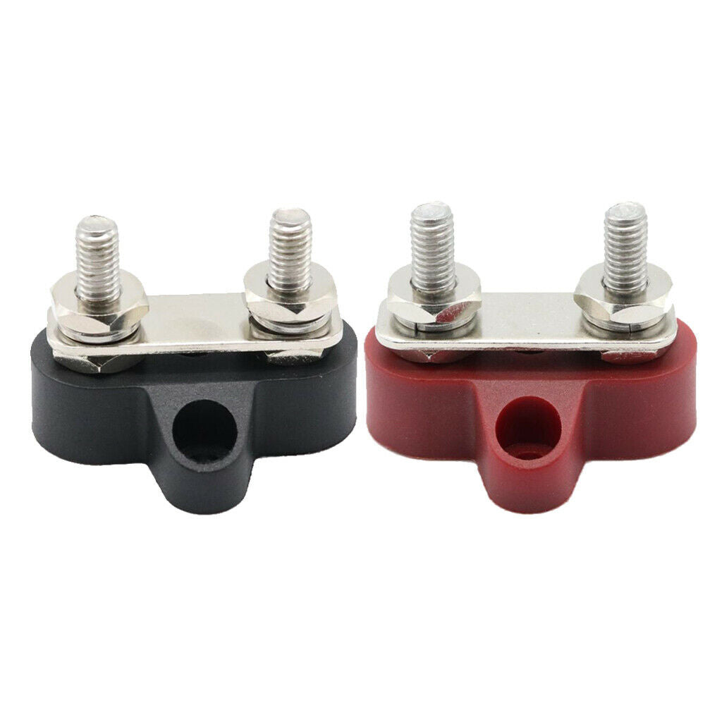 2x M6 Busbar Power Distribution Box Terminal Block 48V Heavy Duty Red + Black