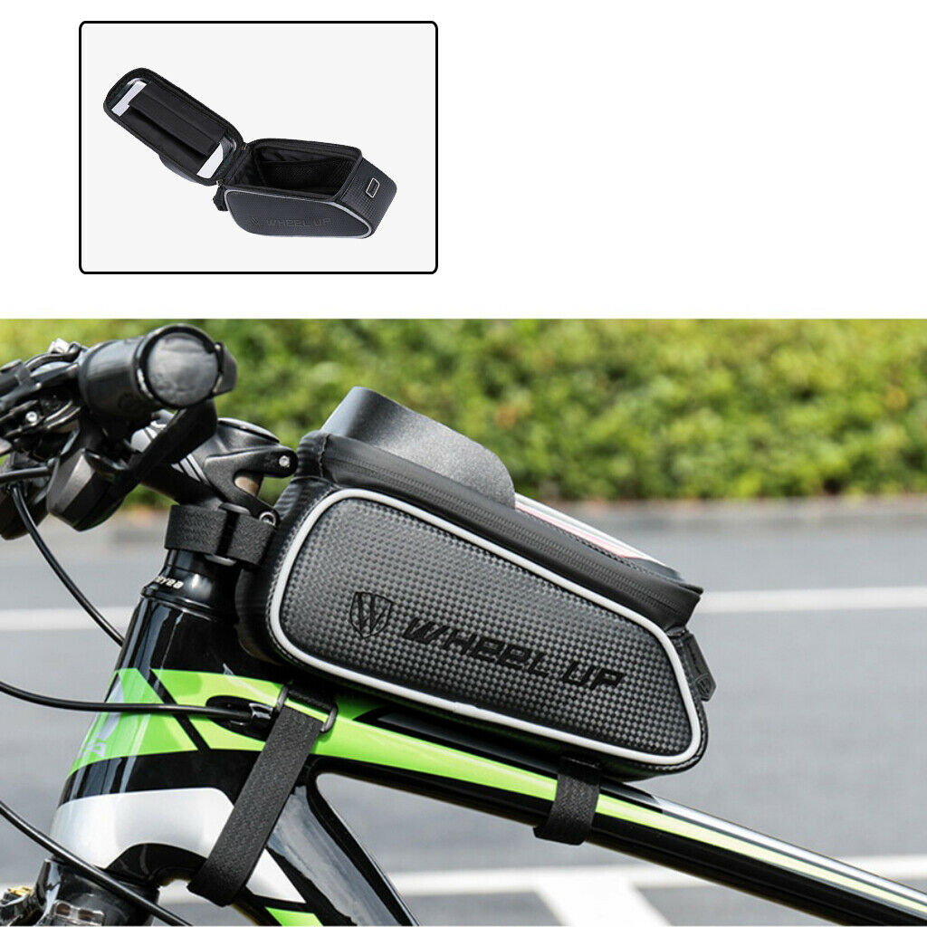 Bicycle Cycling Bike Frame Front Tube Waterproof Mobile Phone Bag Holder Black