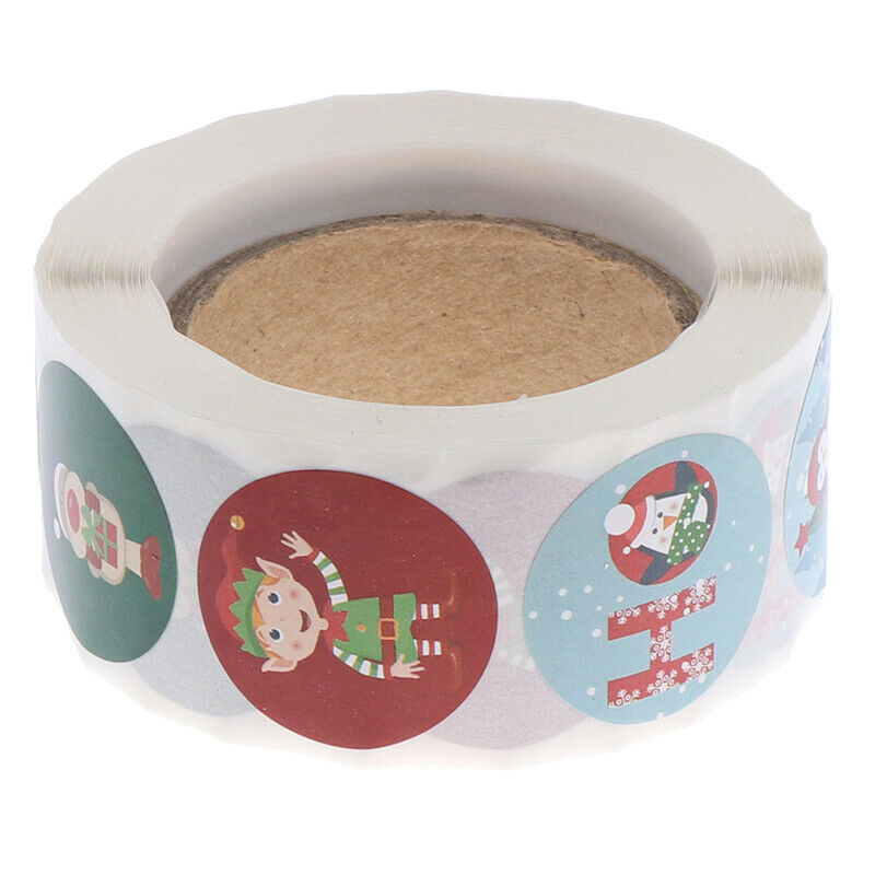 500pcs Round Christmas Stickers rollEnvelope Gift Card Label Sealing Deco FTBUA