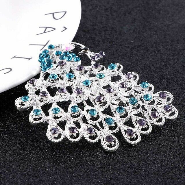 Bohemia style peacock brooches for women animal design rhinestone crystal pins