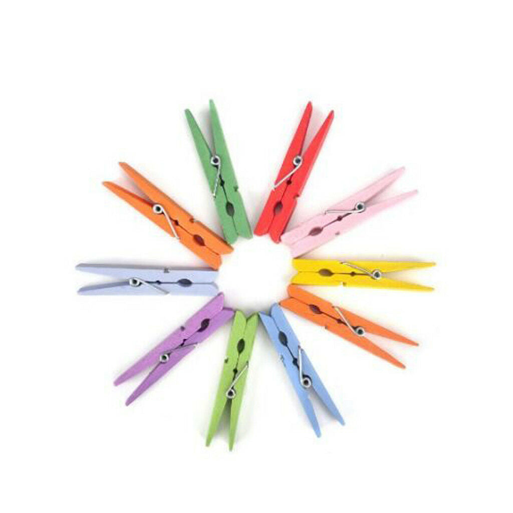 50x Mix Wooden Mini Pegs Craft Photo Hanging Spring Clips 2.5cm Clothespins