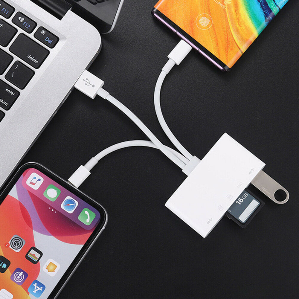 5 in 1 Hub USB Adapter For iP Android Tablet SD/TF Card Reader Support LIN