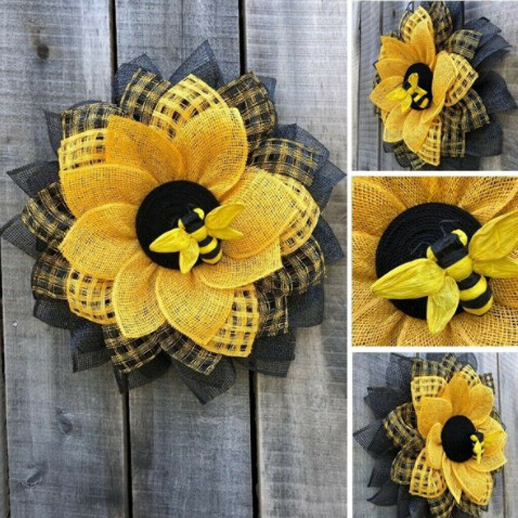 13'' Sunflower Wreath Flower Garland Front Door Wall Hanging Wedding Decor