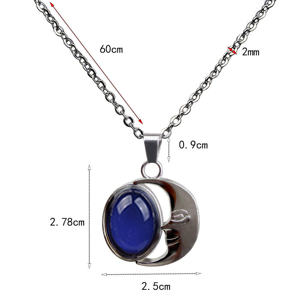 Moon Luna Crystal Mood Changing Color Pendant Choker Necklace for Women Girl