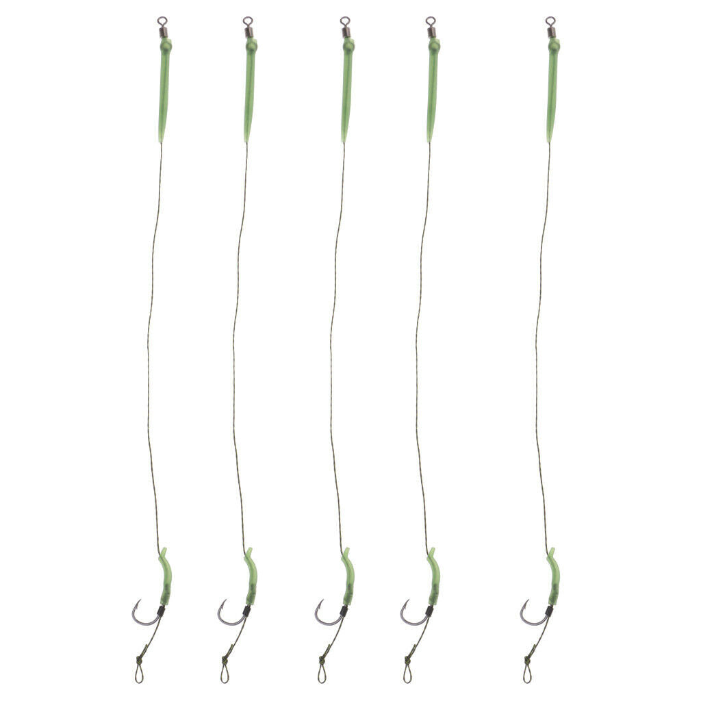 5Pieces Carp Fishing Hook Link Braided Line Hair Rigs Terminal Tackle  8#