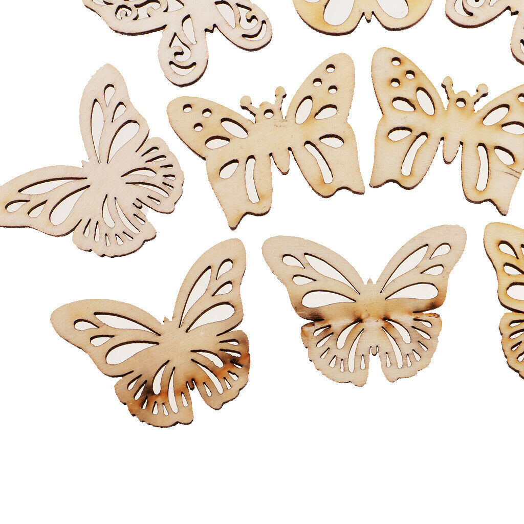 10x DIY Craft Card Making Scrapbooking Natural Wooden Butterfly Decorations