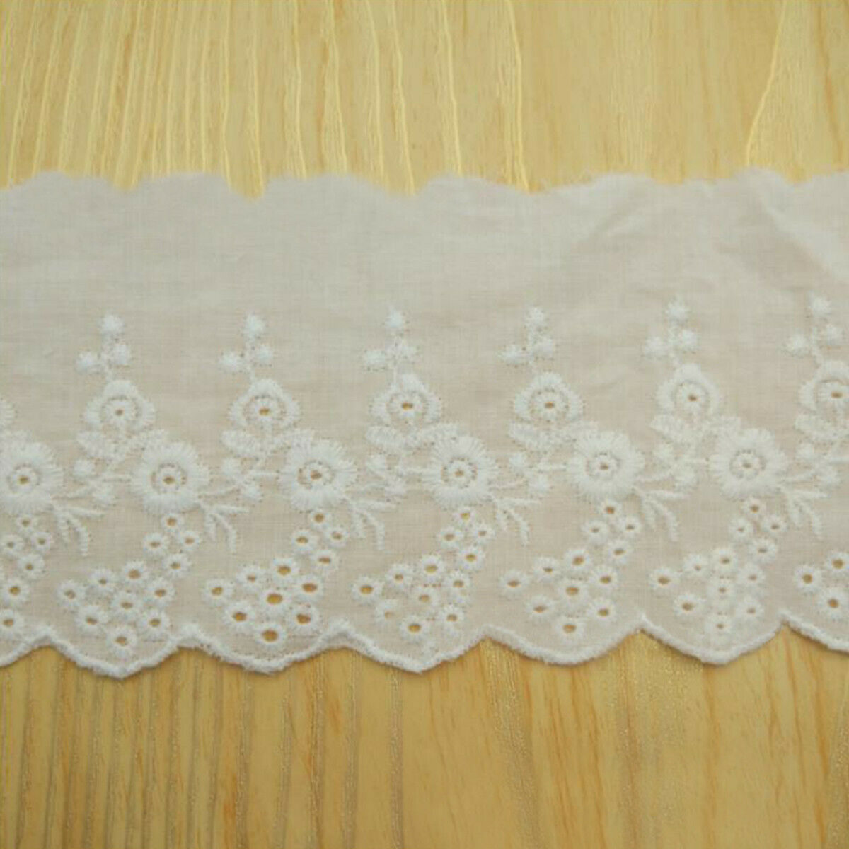 1Yd Embroidery Trim Floral Cotton Lace Ribbon Wedding Fabric Clothing DIY Sewing