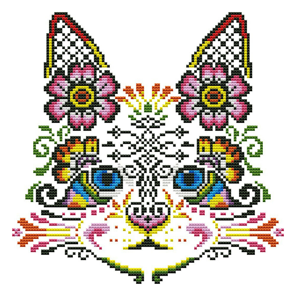 Stamped Print Embroidery Needlework DIY Flower Cat Beaded Cross Stitch Kits @