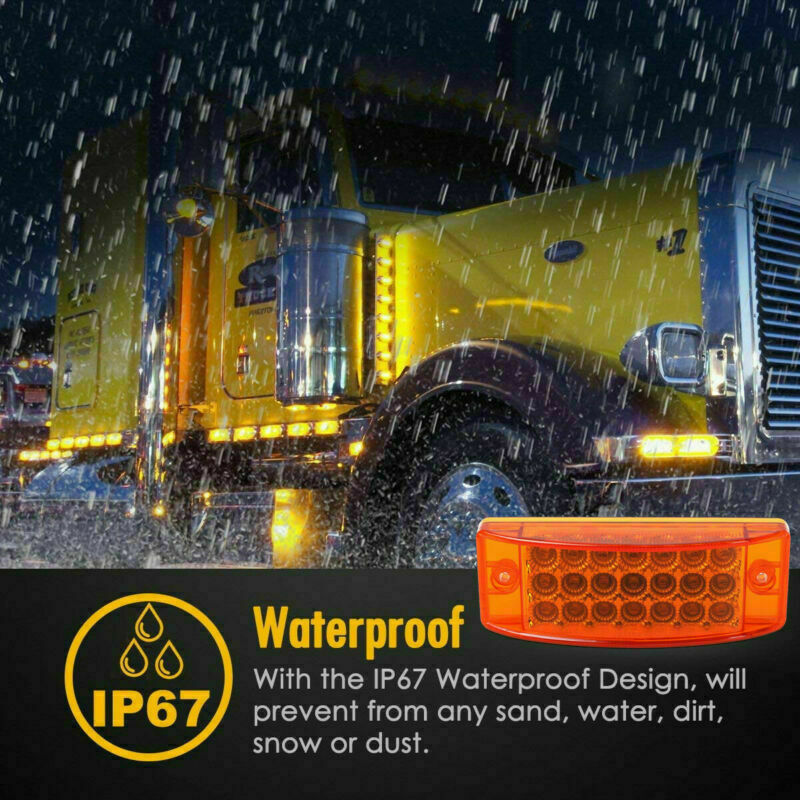 4x Red + Amber 21-LED Side Marker Clearance Tail Lights Trailer Truck Camper 12V