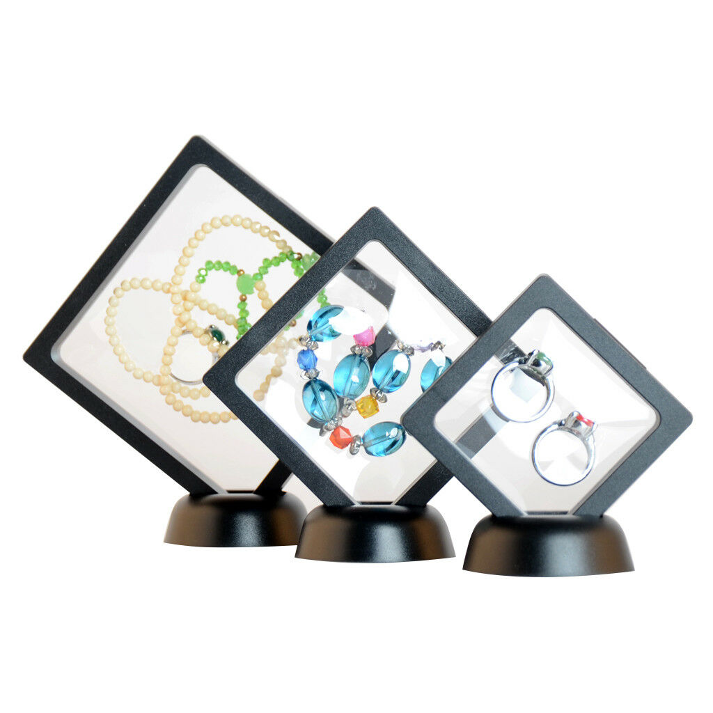 3PCS Challenge Coin Display Stand Box Jewelry Earrings Rings Show Case