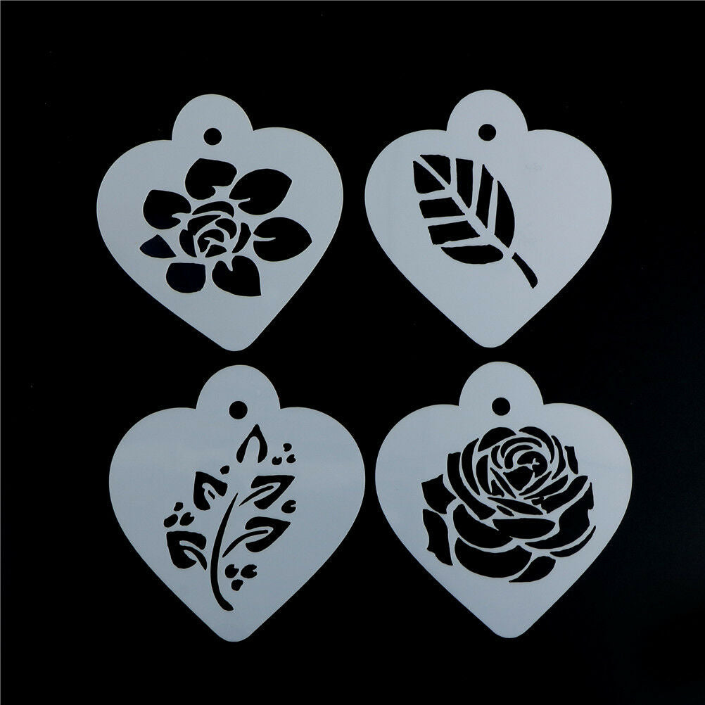 Excellent Rose Flower Leaf Cake Stencil Wedding Coffee CupcakeCookieDecora.l8