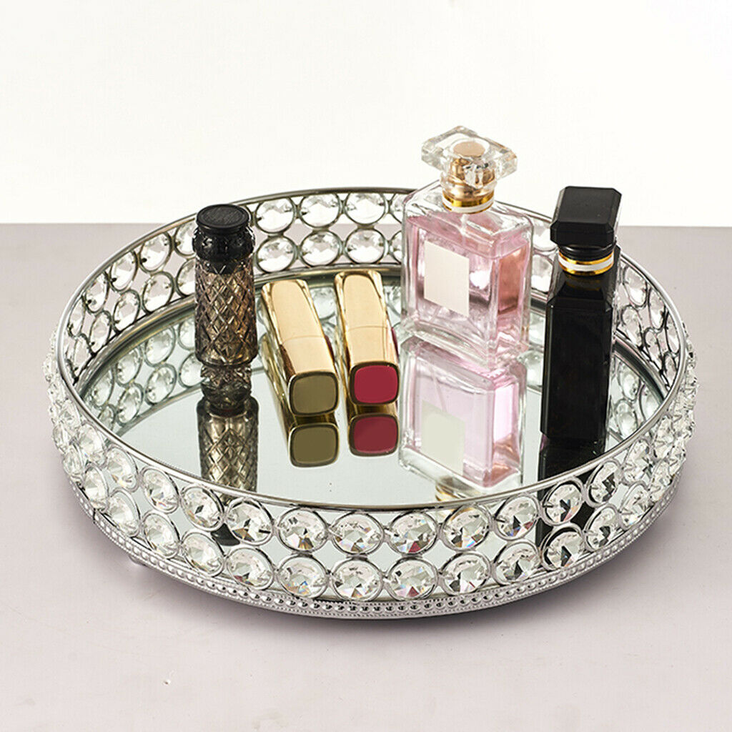 Crystal Vanity Makeup Tray Jewelry Organizer Decorative Storage Tray
