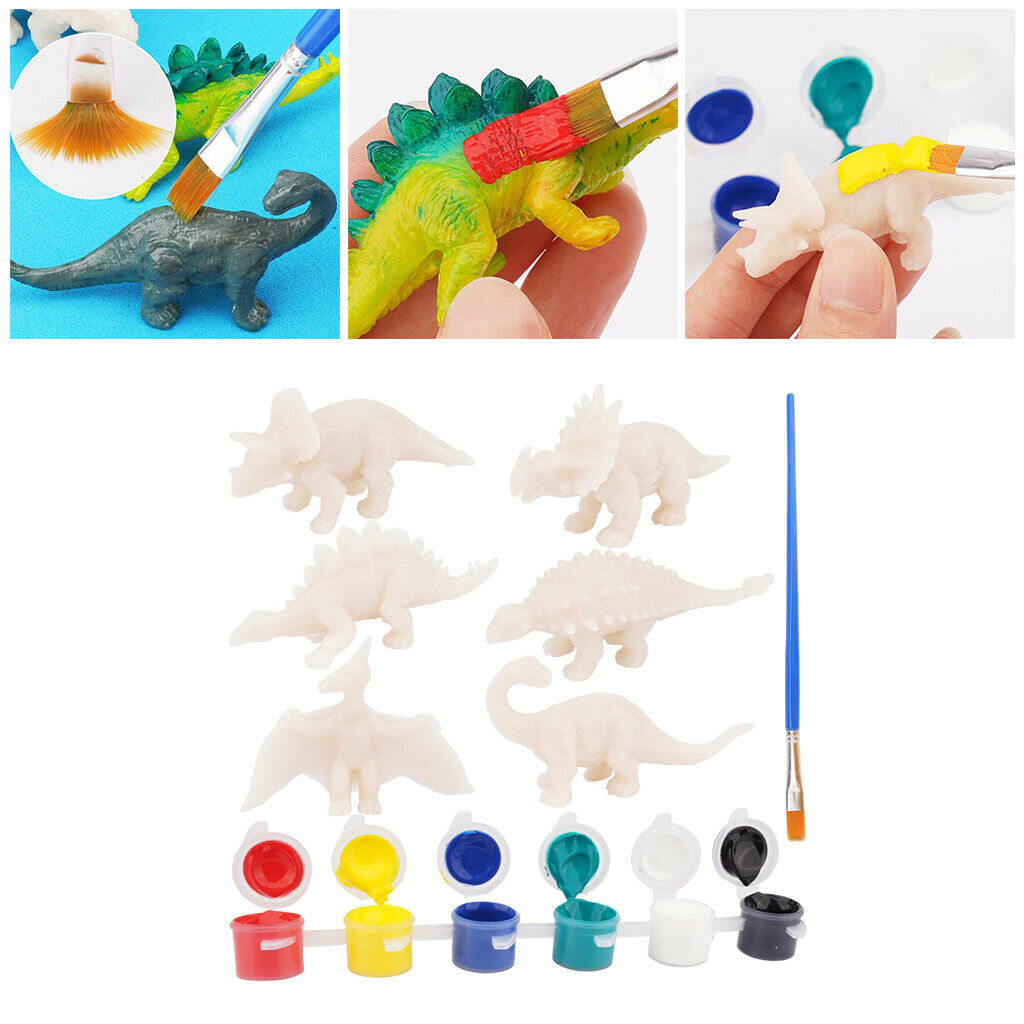 Dinosaur Painting Set with 6 Dinos & Painting Accessories, Kids Fun Paint Your