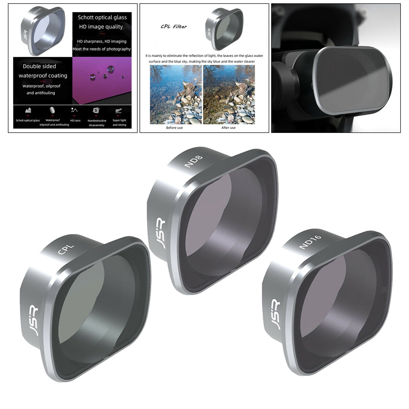 3Pcs CPL ND8 ND16 Lens Filters Set for DJI FPV Combo Drone Accessories