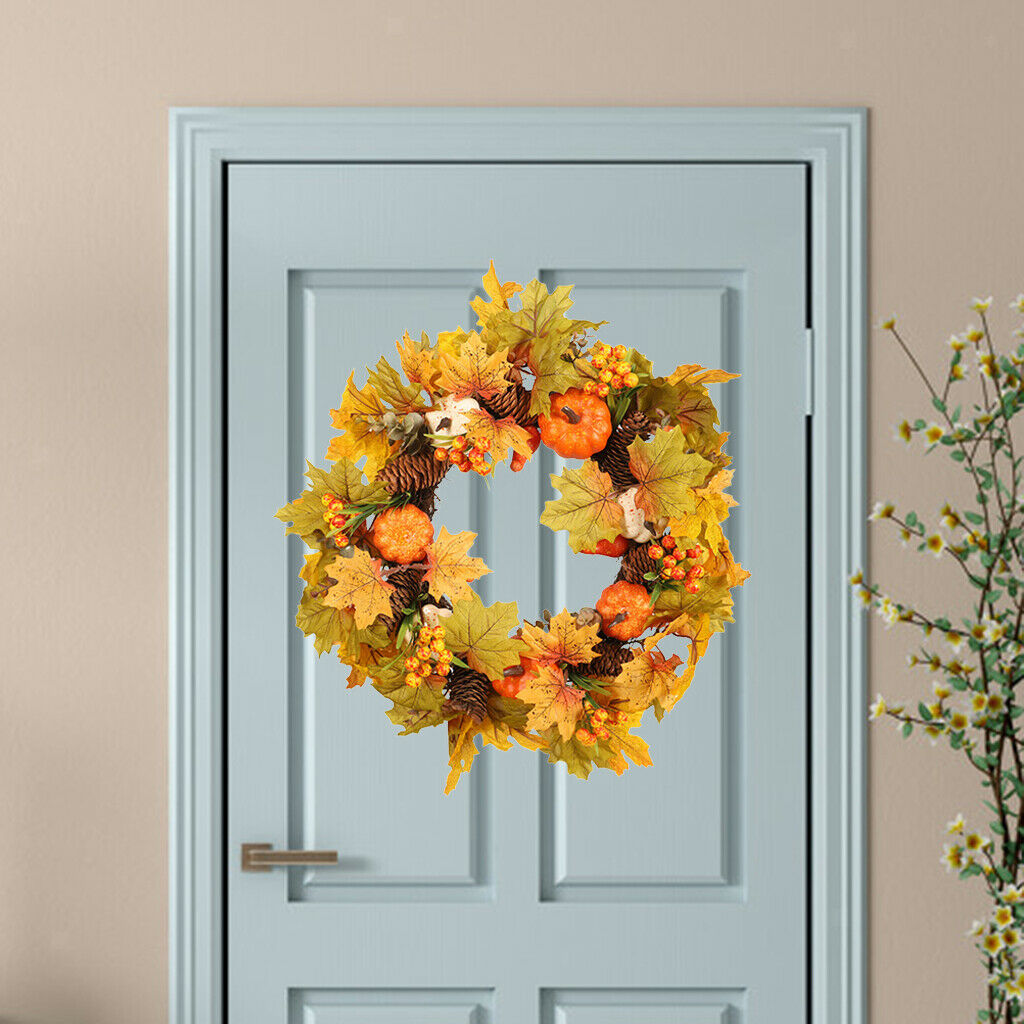 Autumn Wreath Pumpkin Pine Cone Garland Front Door Thanksgiving Indoor Gift