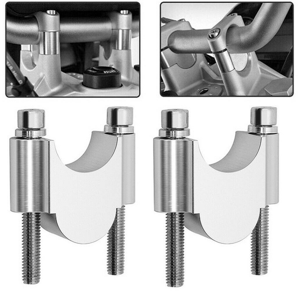 2x Universal Motorcycle Bike Handlebar Riser Clamp Bracket Plated 7/8"
