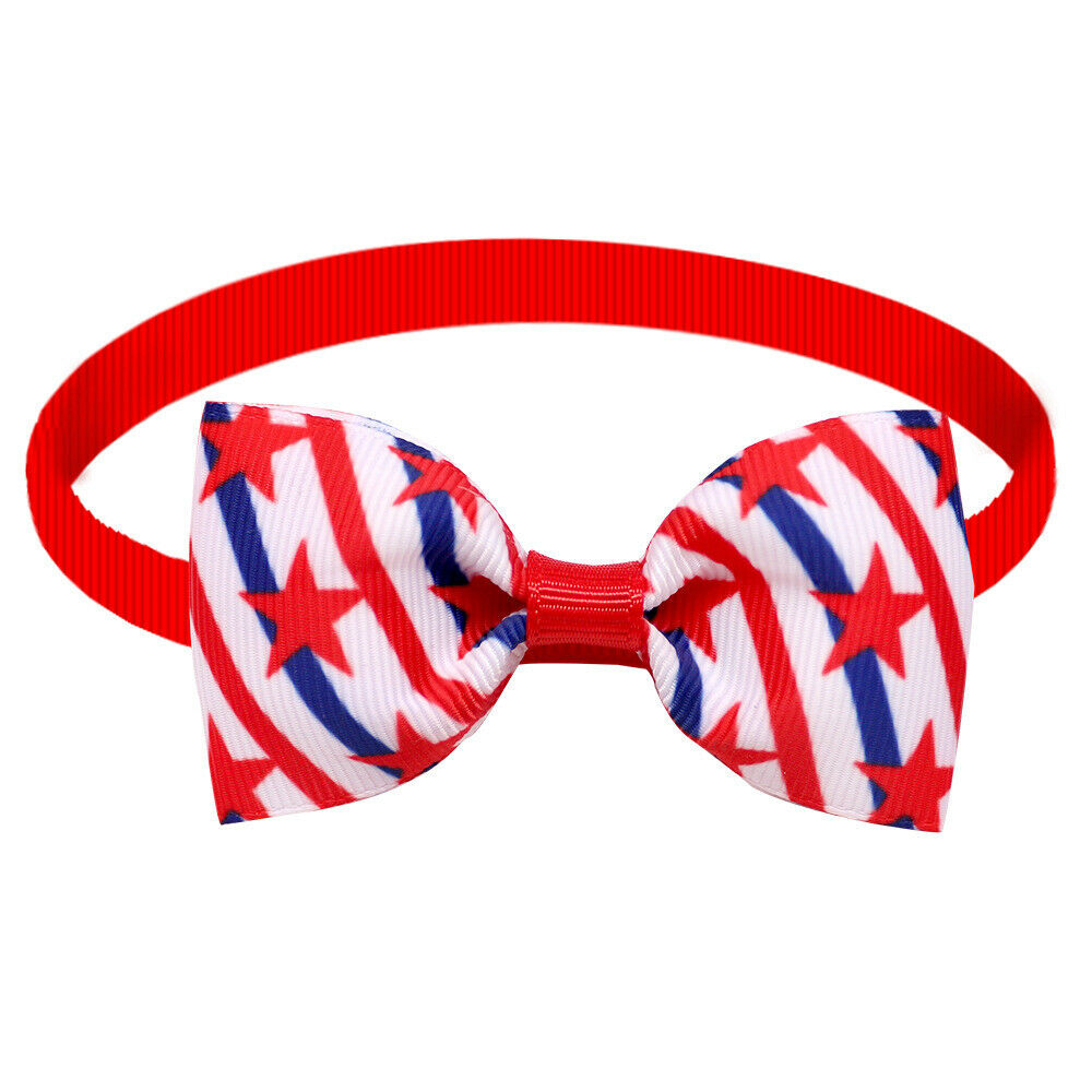 20Pcs Dog Bow Tie American Independence Day Pet Cat Neck Collar Decor Adjustable