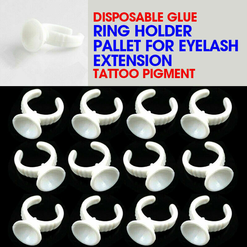 100* Disposable Glue Ring Holder Pallet Fit Eyelash Extension Tattoo Supplies