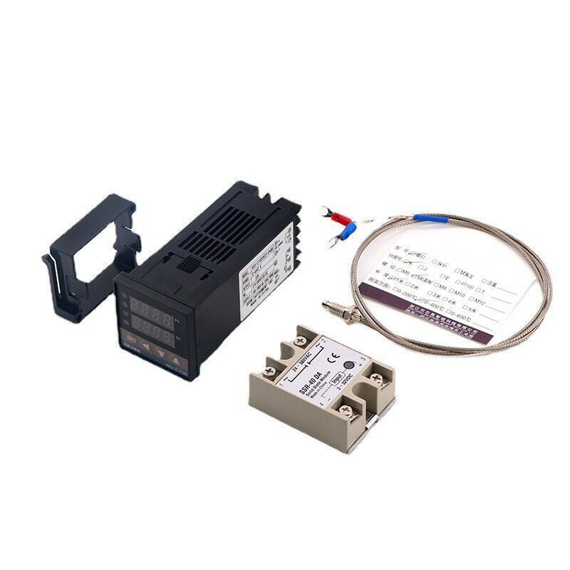 Digital PID temperature controller 100-240V + max 40A SSR + K thermocouple probe